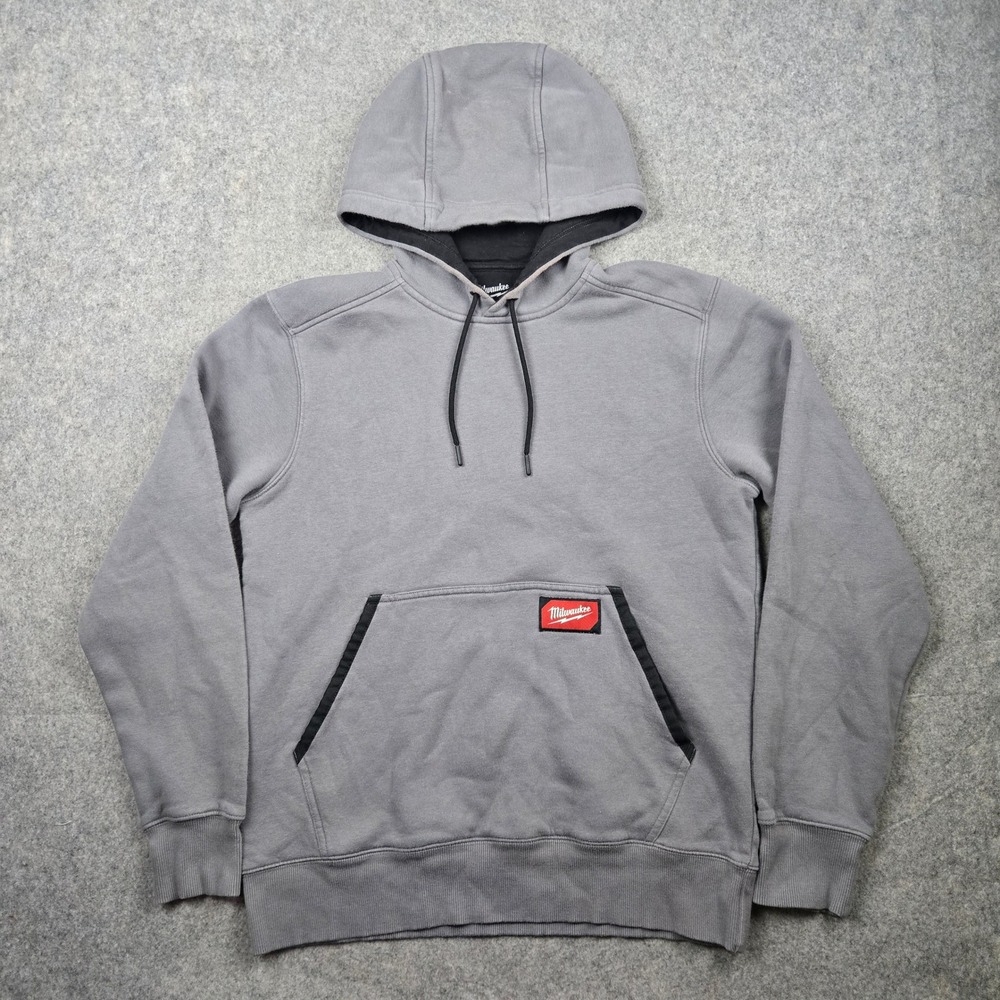 Milwaukee Hoodie‎ Mens Small Gray Workwear Heavyweight Pullover Tool Logo